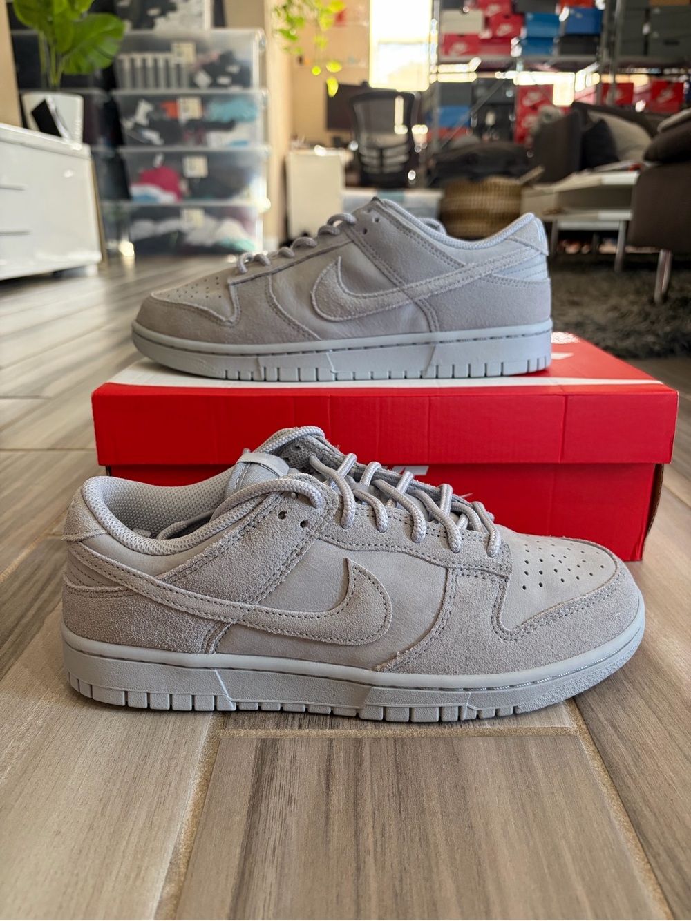 Men's Nike Dunk Low SE Shoes - Wolf Grey Suede IB6651-002
